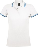 Рубашка поло женская PASADENA WOMEN 200 с контрастной отделкой, белая с голубым