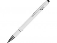 Ручка металлическая soft-touch шариковая со стилусом «Sway», белый/серебристый