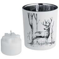 Подсвечник со свечой Forest, с изображением оленя