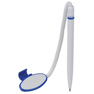 FOX SAFETOUCH, ручка шариковая с держателем, синий/белый, антибактериальный пластик