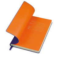 Бизнес-блокнот "Funky" А5,  фиолетовый с оранжевым форзацем, мягкая обложка, в линейку