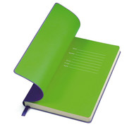 Бизнес-блокнот "Funky" A5, фиолетовый с зеленым форзацем, мягкая обложка, в линейку