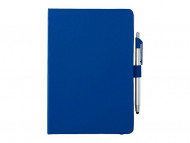 Блокнот A5 "Crown" с шариковой ручкой-стилусом, синий/серебристый (Р)